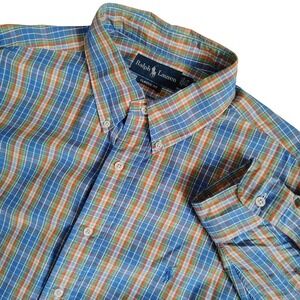 Ralph Lauren Classic Fit Plaid Button Down Shirt Men's Size 17 1/2 VTG